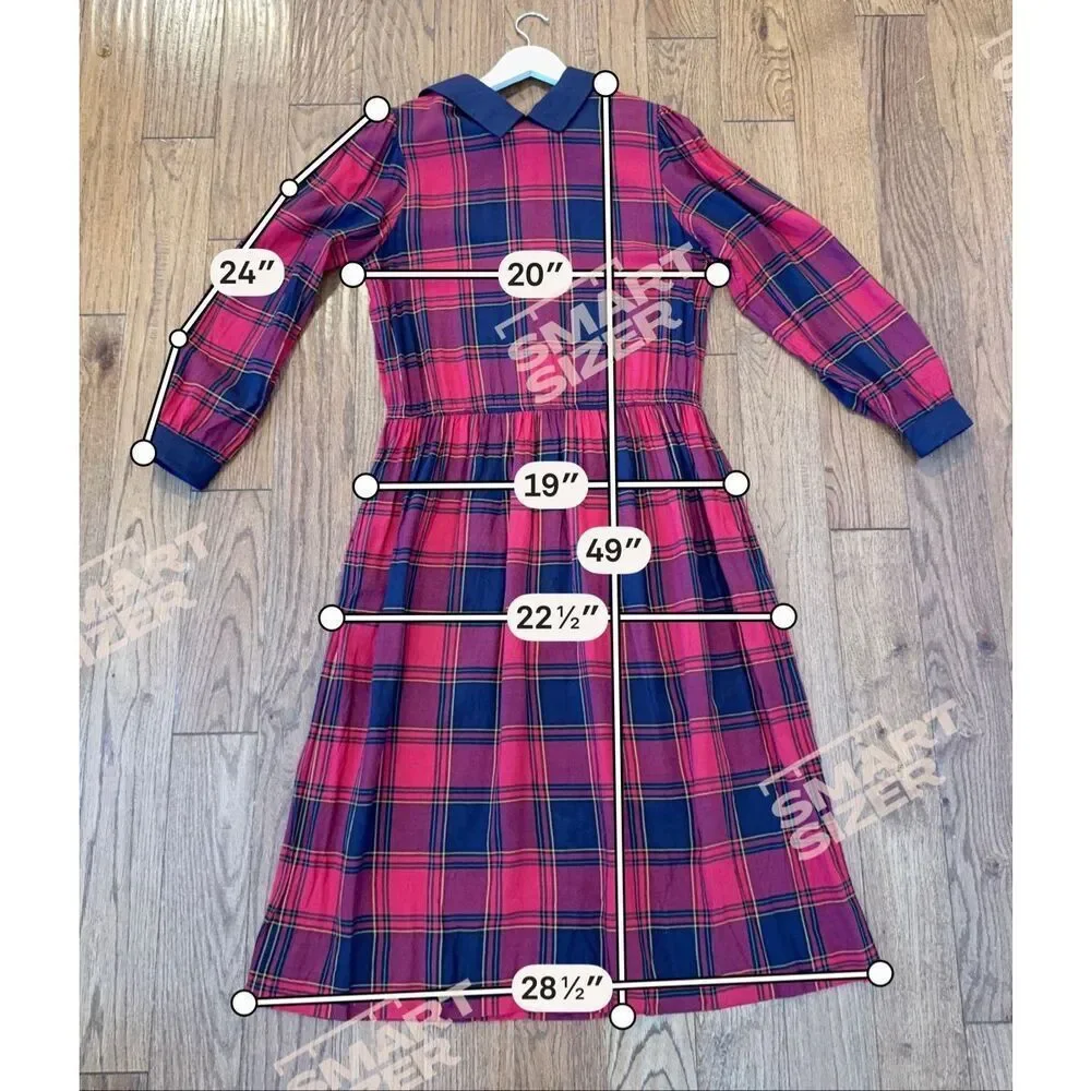 Lanz Vintage plaid Peter pan collar a-line dress size 14